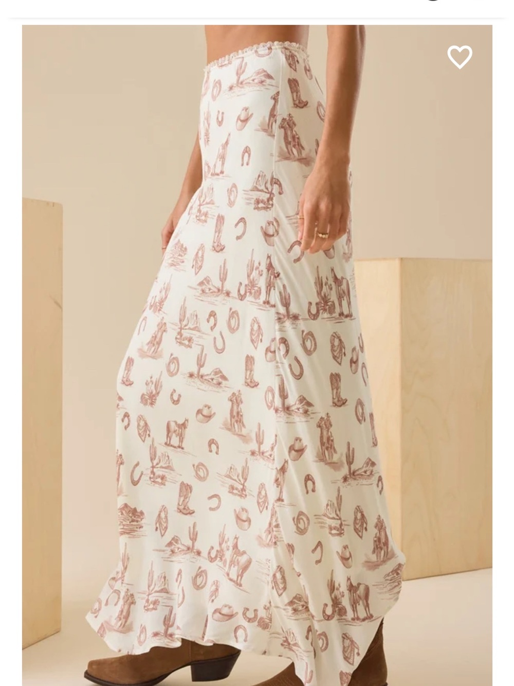 Workshop Republic Clothing Cream Maxi Skirt with Brown Western Print - Picture 5 of 13
